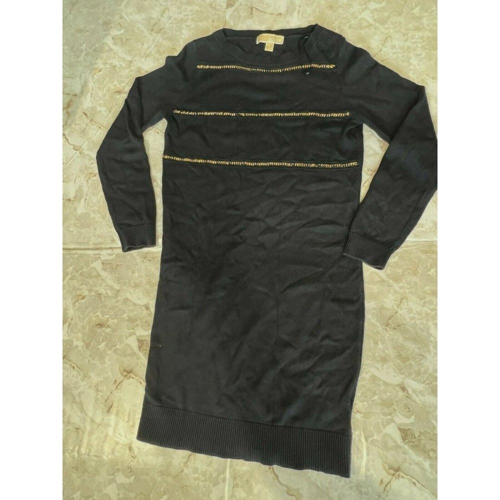 Michael‎ Kors sweater dress with gold chain detail navy size M